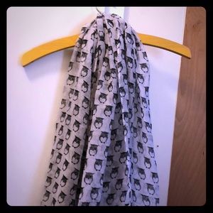 Flowy Black and White Owl Scarf